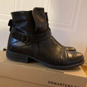 Biker black buckle ankle boots